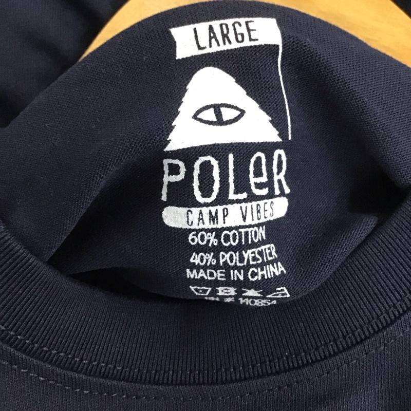 ポーラー POLeR Tシャツ 半袖 半袖カットソー プリントTシャツ クルーネックカットソー L ロゴ、文字 紺 / ネイビー /  メンズ USED 古着 中古 10131629