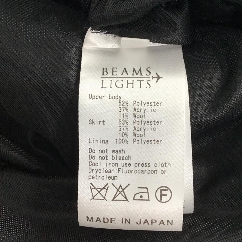 ビームスライツ BEAMS LIGHTS ワンピース ひざ丈スカート 長袖ワンピース タイトワンピース クルーネック 38 無地 黒 / ブラック / X 紺 / ネイビー /  レディース USED 古着 中古 10123912