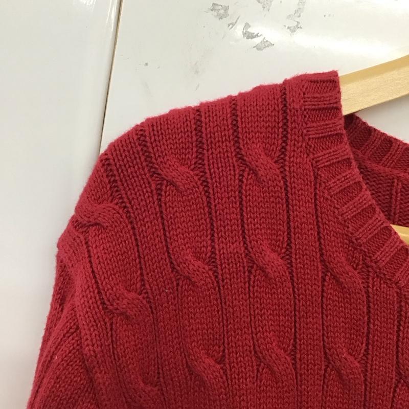 ポロラルフローレン POLO RALPH LAUREN ニット、セーター 長袖 長袖ニットカットソー ニット セーター クルーネックニット XL ロゴ、文字 赤 / レッド /  メンズ USED 古着 中古 10122418