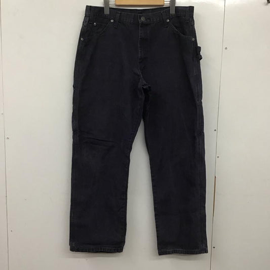 ディッキーズ Dickies パンツ ワークパンツ、ペインターパンツ ワークパンツ ワイドパンツ カジュアルパンツ 36インチ ロゴ、文字 紺 / ネイビー /  メンズ USED 古着 中古 10138943