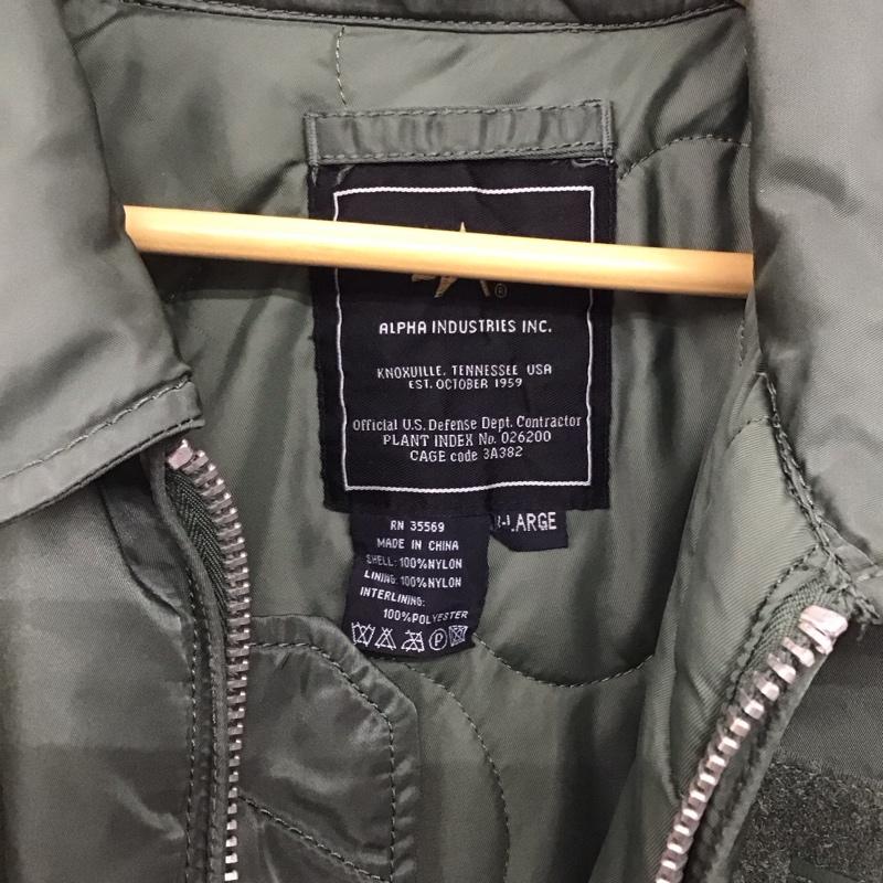アルファインダストリー Alpha Industries ジャケット、上着 ジャンパー、ブルゾン ジップアップジャケット ナイロンジャケット アウター XL ロゴ、文字 カーキ / カーキ /  メンズ USED 古着 中古 10142603