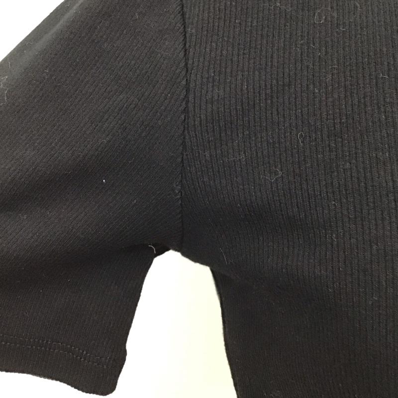 ザラ ZARA カットソー 半袖 1660 318 800 リブ クロップド丈 スキッパー ポロシャツ M 無地 黒 / ブラック /  レディース USED 古着 中古 10109661