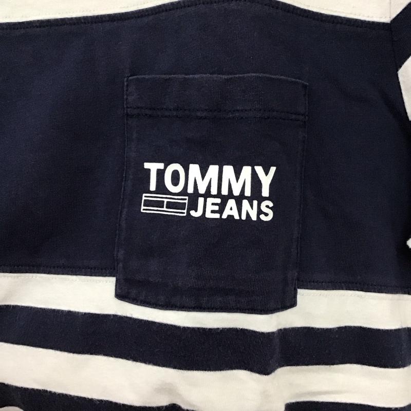 トミー ジーンズ TOMMY JEANS Tシャツ 半袖 L ボーダー柄 白 / ホワイト / X 紺 / ネイビー /  メンズ USED 古着 中古 10134830