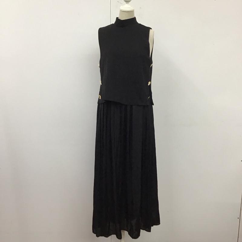 ザラ ZARA ワンピース ロングスカート 9878 804 800 プリーツ サイドボタン XS 無地 黒 / ブラック /  レディース USED 古着 中古 10122037