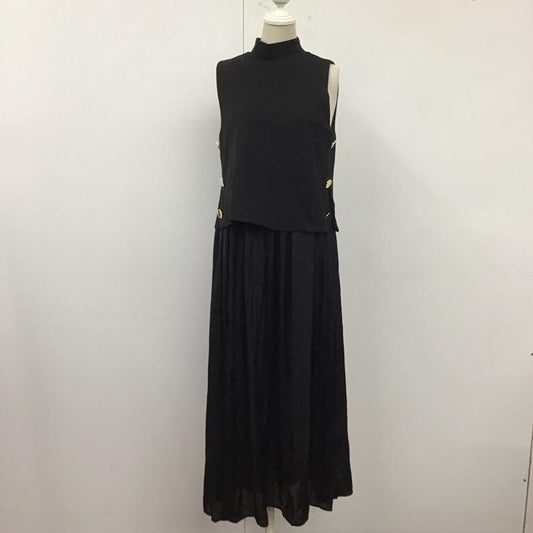 ザラ ZARA ワンピース ロングスカート 9878 804 800 プリーツ サイドボタン XS 無地 黒 / ブラック /  レディース USED 古着 中古 10122037