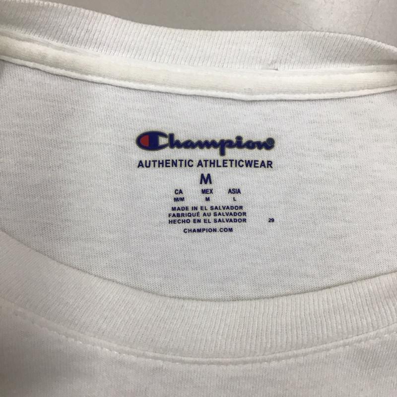 チャンピオン Champion Tシャツ 半袖 クルーネック L ロゴ、文字 白 / ホワイト /  メンズ USED 古着 中古 10117026
