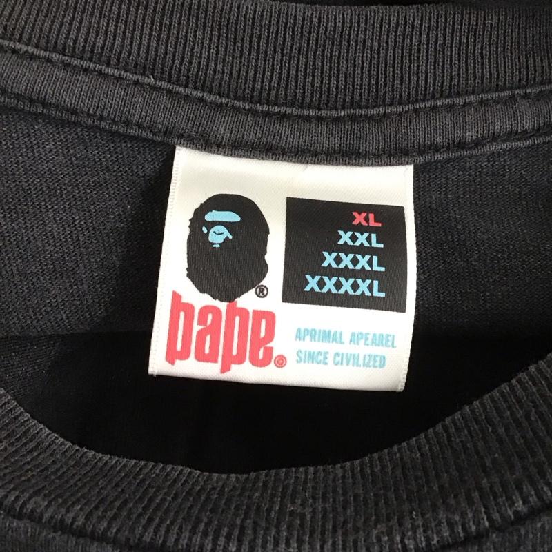 ベイプ BAPE Tシャツ 半袖 半袖カットソー プリントTシャツ クルーネックカットソー XL ロゴ、文字 黒 / ブラック /  メンズ USED 古着 中古 10131407