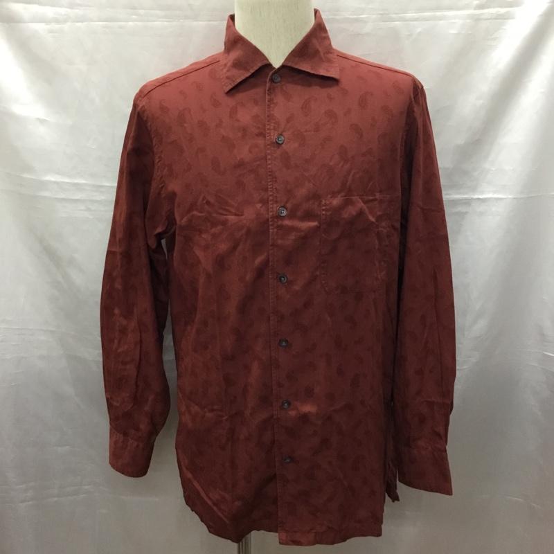 ニューヨーカー NEWYORKER シャツ、ブラウス 長袖 長袖シャツ カラーシャツ ポケットシャツ 長袖カットソー プリントシャツ M プリント えんじ / ワインレッド /  メンズ USED 古着 中古 10115115