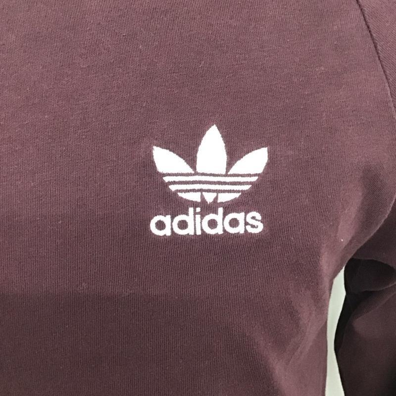 アディダス adidas カットソー 長袖 長袖カットソー クルーネックカットソー ロングスリーブカットソー プリントTシャツ ロゴ、文字 えんじ / ワインレッド /  メンズ USED 古着 中古 10123681