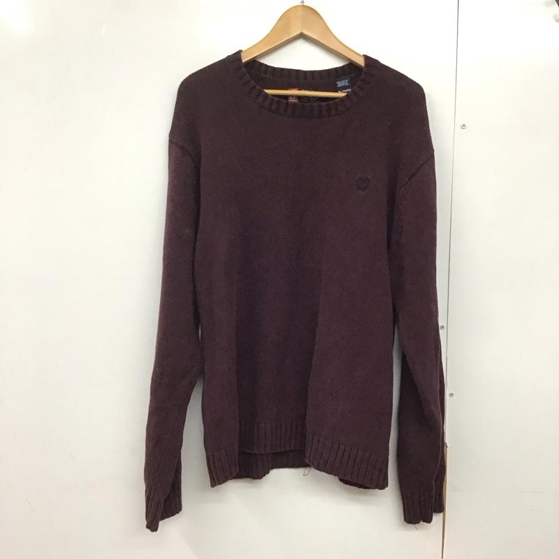 チャップス CHAPS ニット、セーター 長袖 長袖ニットカットソー クルーネック セーター XL ロゴ、文字 えんじ / ワインレッド /  メンズ USED 古着 中古 10143151