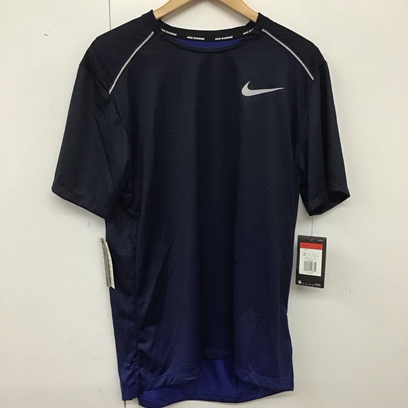 ナイキ NIKE Tシャツ 半袖 AQ4931-492 DRI-FIT パックプリント スポーツウェア トレーニングウェア タグ付き L ロゴ、文字 紺 / ネイビー /  メンズ USED 古着 中古 10135576