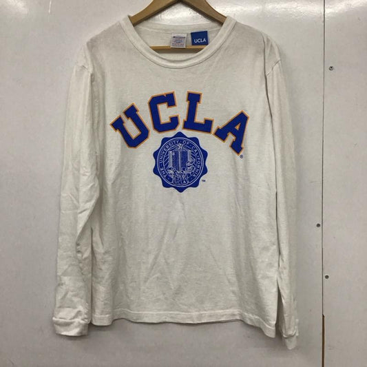 チャンピオン Champion カットソー 長袖 長袖カットソー プリントカットソー クルーネック M プリント 白 / ホワイト /  メンズ USED 古着 中古 10132678