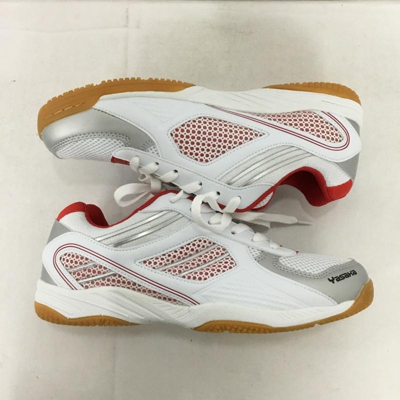 ヤサカ YASAKA スニーカー スニーカー E-200 ジェット インパクト 卓球シューズ 25cm 箱有 25.0cm ロゴ、文字 白 / ホワイト / X 赤 / レッド /  レディース USED 古着 中古 10147913