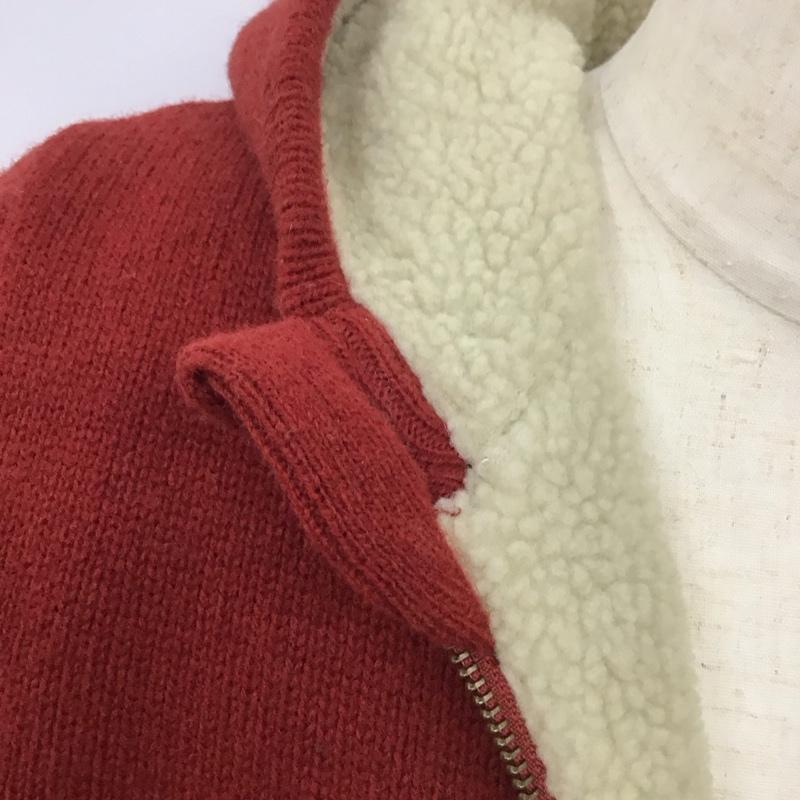 エルエルビーン L.L.Bean パーカー 長袖 285441 ニット フーディー フルジップ 裏ボア M 無地 赤 / レッド /  メンズ USED 古着 中古 10112654