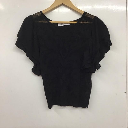ザラ ZARA カットソー 半袖 L 無地 黒 / ブラック /  レディース USED 古着 中古 10136479