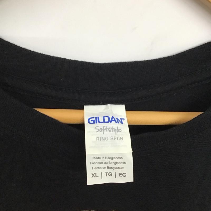 ギルダン GILDAN Tシャツ 半袖 半袖カットソー プリントTシャツ クルーネックカットソー XL プリント 黒 / ブラック /  メンズ USED 古着 中古 10134656