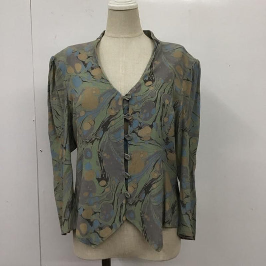 スローバイスライ THROW by SLY シャツ、ブラウス 七分袖 030ES030-1220 FRONT BUTTON SHIRRING BL パフスリーブ 肩パット FREE 総柄 マルチカラー / マルチカラー /  レディース USED 古着 中古 10109488