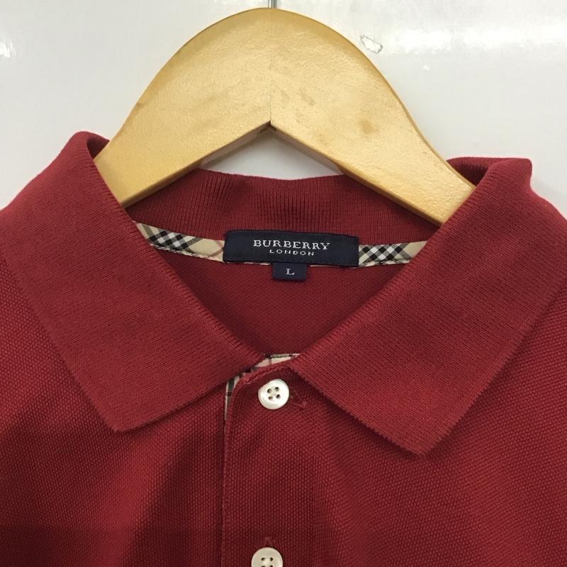 バーバリーロンドン Burberry London ポロシャツ 長袖 長袖ポロシャツ 長袖カットソー カラーシャツ L 無地 えんじ / ワインレッド /  メンズ USED 古着 中古 10145257