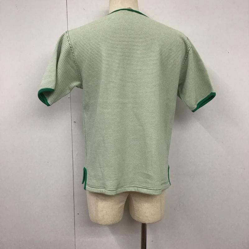 クッシュマン CUSHMAN カットソー 半袖 半袖カットソー ヘンリーネックカットソー プリントカットソー M ボーダー柄 白 / ホワイト / X 緑 / グリーン /  メンズ USED 古着 中古 10113129