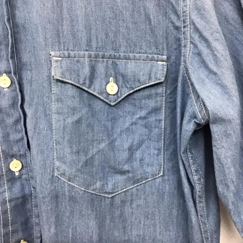グリーンレーベルリラクシング green label relaxing シャツ、ブラウス 長袖 長袖シャツ カラーシャツ ポケットシャツ 長袖カットソー チェックシャツ S 無地 インディゴ / インディゴ /  メンズ USED 古着 中古 10117642