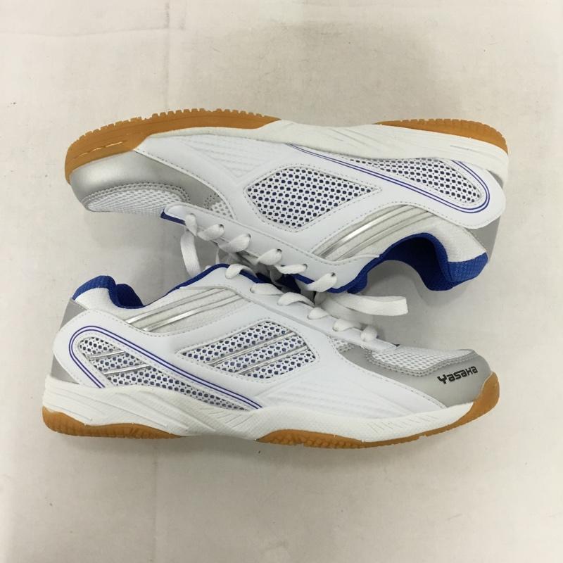 ヤサカ YASAKA スニーカー スニーカー E-200 ジェット インパクト 卓球シューズ 25cm 箱有 25.0cm ロゴ、文字 白 / ホワイト / X 青 / ブルー /  レディース USED 古着 中古 10147911