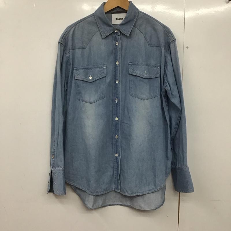 カルナ KALNA シャツ、ブラウス 長袖 1A15002 ルーズシルエットデニムシャツ 0 無地 水色 / ライトブルー /  レディース USED 古着 中古 10143509