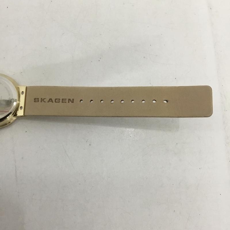 スカーゲン SKAGEN 腕時計 アナログ（クォーツ式） SKW2166 レザーベルト ロゴ、文字 ベージュ / ベージュ / X 金 / ゴールド /  レディース USED 古着 中古 10135181