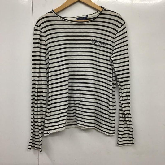 ポロラルフローレン POLO RALPH LAUREN Tシャツ 長袖 M ボーダー柄 X ロゴ、文字 白 / ホワイト / X 黒 / ブラック /  レディース USED 古着 中古 10131083