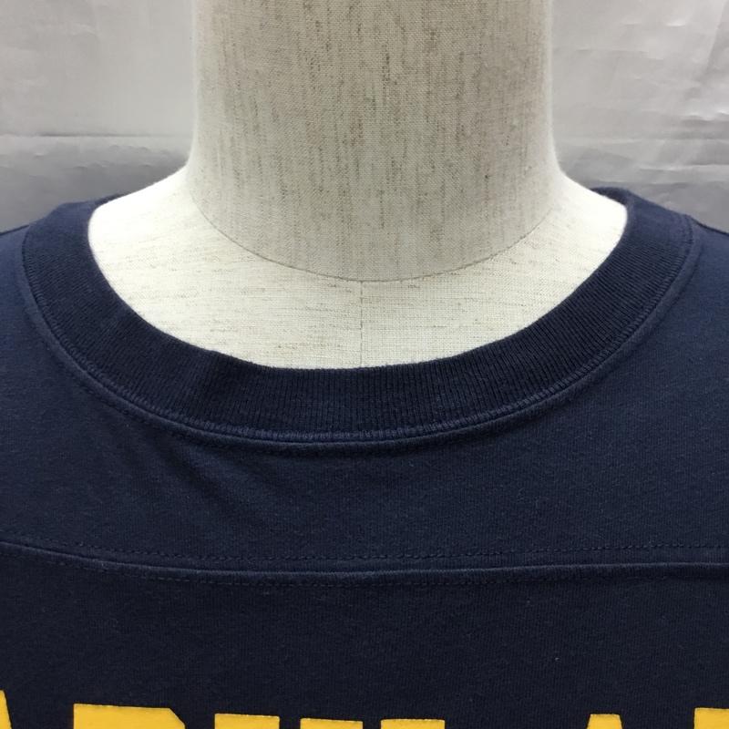 チャンピオン Champion カットソー 七分袖 c3-u422 SLEEVETSHIRT クルーネックカットソー プリントTシャツ L ロゴ、文字 紺 / ネイビー /  メンズ USED 古着 中古 10118693