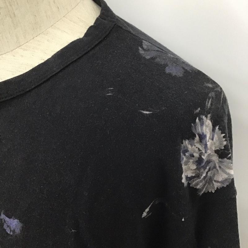 ラッドミュージシャン LAD MUSICIAN Tシャツ 半袖 2118-713 ビッグTシャツ フラワー柄 44 総柄 黒 / ブラック /  メンズ USED 古着 中古 10107914