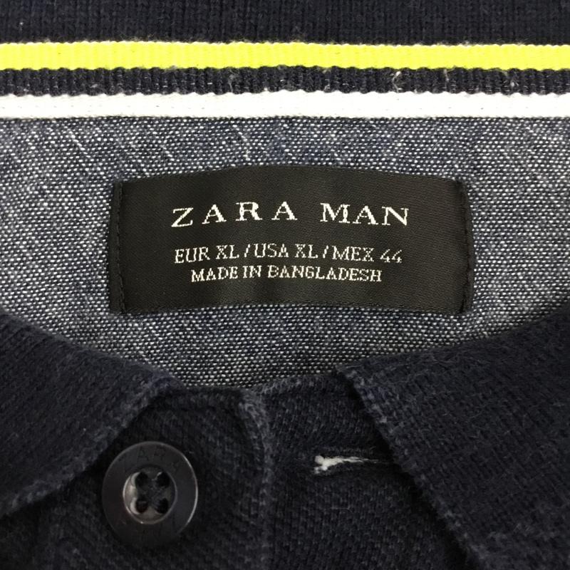 ザラ ZARA ポロシャツ 半袖 XL 無地 紺 / ネイビー /  メンズ USED 古着 中古 10110673