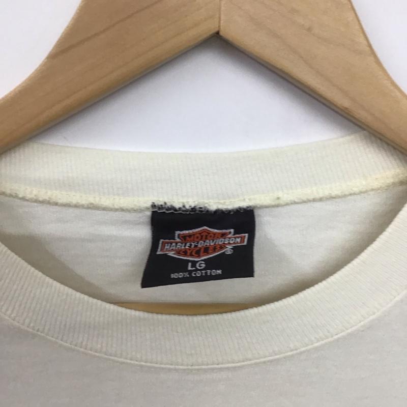 ハーレーダビッドソン Harley-Davidson カットソー 長袖 長袖カットソー プリントカットソー クルーネック usa製 L プリント アイボリー / アイボリー /  メンズ USED 古着 中古 10149117