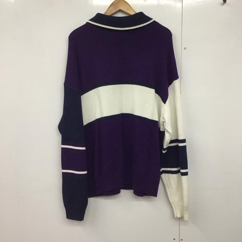 サプライヤー SUPPLIER ニット、セーター 長袖 長袖ニットカットソー ジップアップネック セーター L ロゴ、文字 紫 / パープル /  メンズ USED 古着 中古 10141351