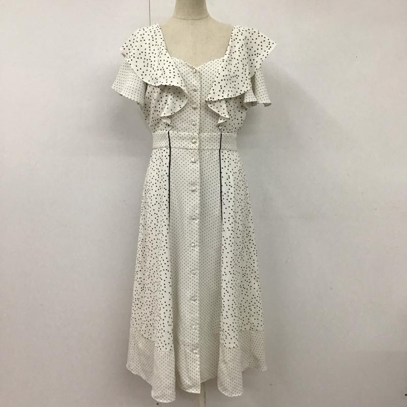 ミーア MIIA ワンピース ロングスカート 3402-371-1 ラッフルパイピングワンピース ロングワンピース FREE ドット 白 / ホワイト /  レディース USED 古着 中古 10115909