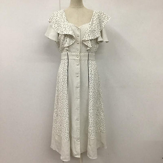 ミーア MIIA ワンピース ロングスカート 3402-371-1 ラッフルパイピングワンピース ロングワンピース FREE ドット 白 / ホワイト /  レディース USED 古着 中古 10115909