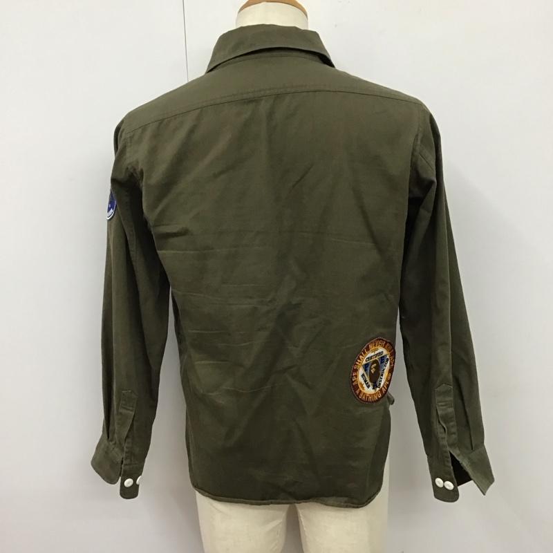 アベイシングエイプ A BATHING APE シャツ、ブラウス 長袖 S 無地 カーキ / カーキ /  メンズ USED 古着 中古 10121844