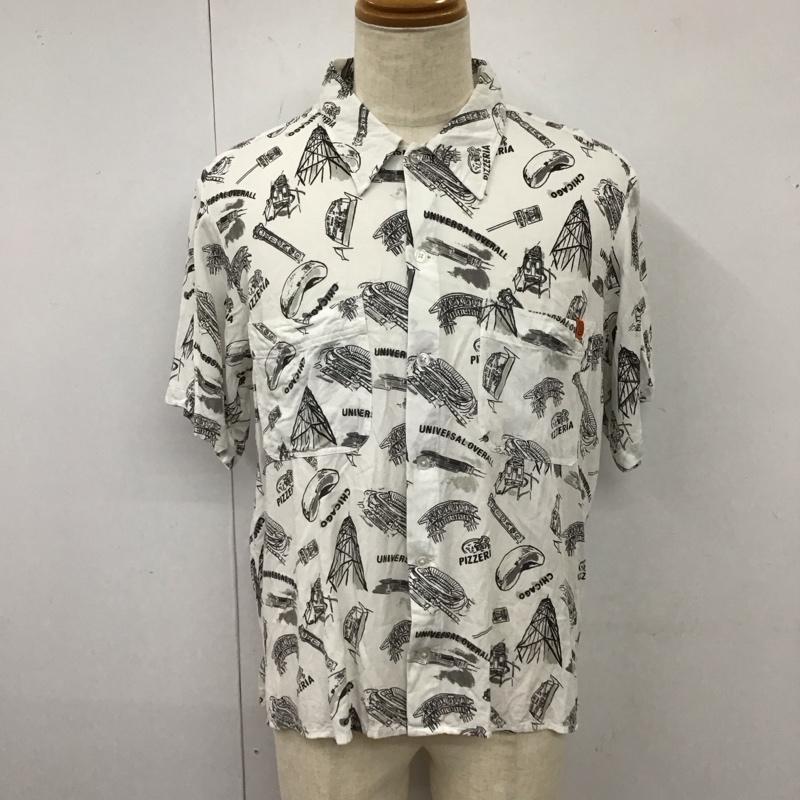 ユニバーサルオーバーオール UNIVERSAL OVERALL シャツ、ブラウス 半袖 U813168-A 胸ポケット L 総柄 白 / ホワイト /  メンズ USED 古着 中古 10116812