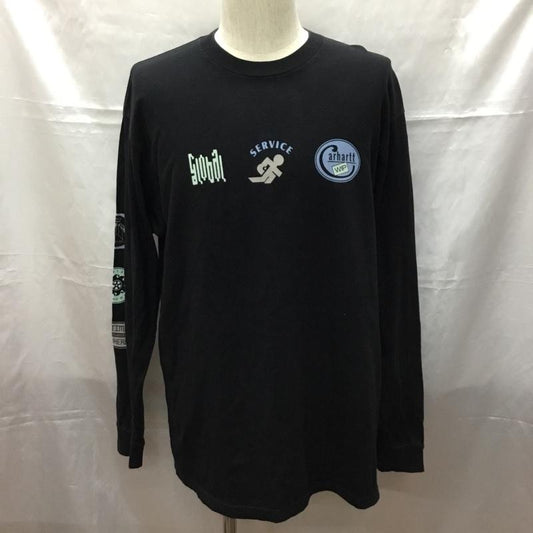 カーハート Carhartt カットソー 長袖 長袖カットソー クルーネックカットソー ロングスリーブカットソー プリントTシャツ M プリント 黒 / ブラック /  メンズ USED 古着 中古 10109365