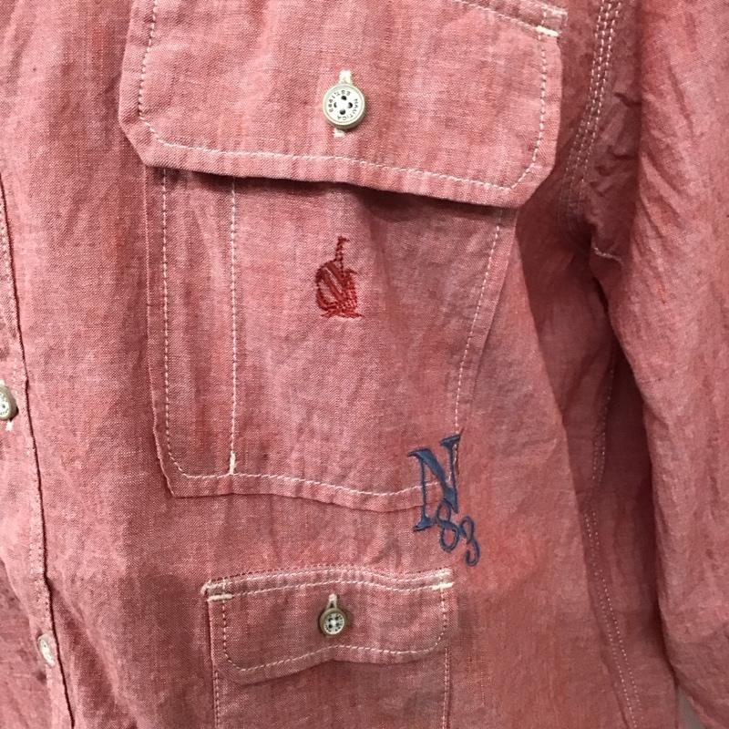 ノーティカ NAUTICA シャツ、ブラウス 長袖 長袖シャツ 無地シャツ カラーシャツ XL ロゴ、文字 赤 / レッド /  メンズ USED 古着 中古 10125055