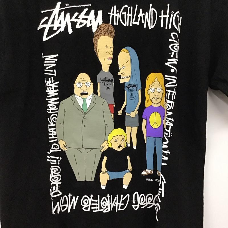 ステューシー STUSSY Tシャツ 半袖 半袖カットソー プリントTシャツ クルーネックカットソー S プリント 黒 / ブラック /  メンズ USED 古着 中古 10134056