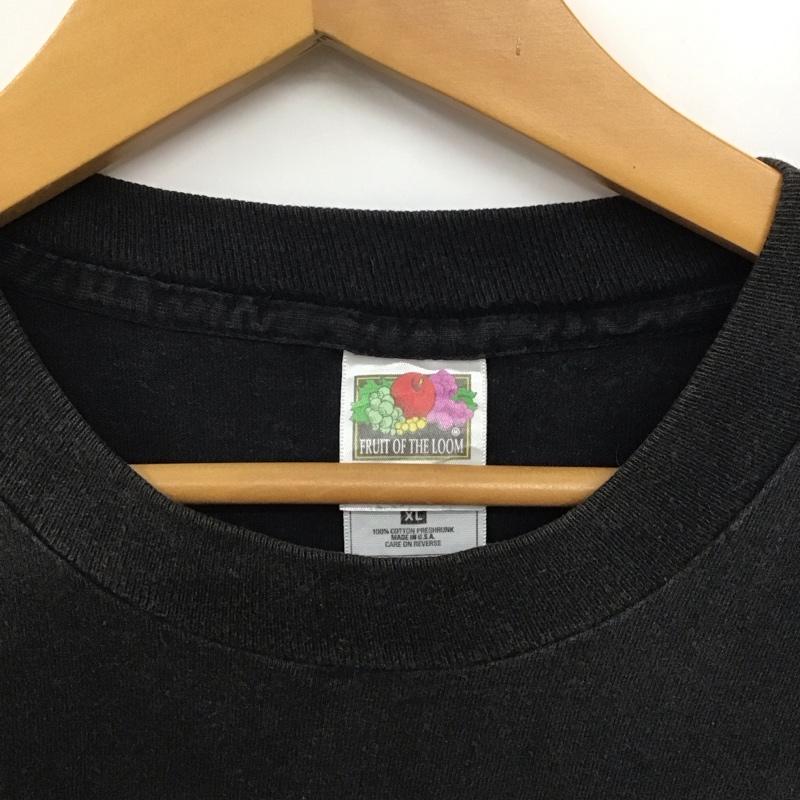 フルーツオブザルーム FRUIT OF THE LOOM Tシャツ 半袖 半袖カットソー プリントTシャツ クルーネックカットソー 古着 XL ロゴ、文字 黒 / ブラック /  メンズ USED 古着 中古 10140544