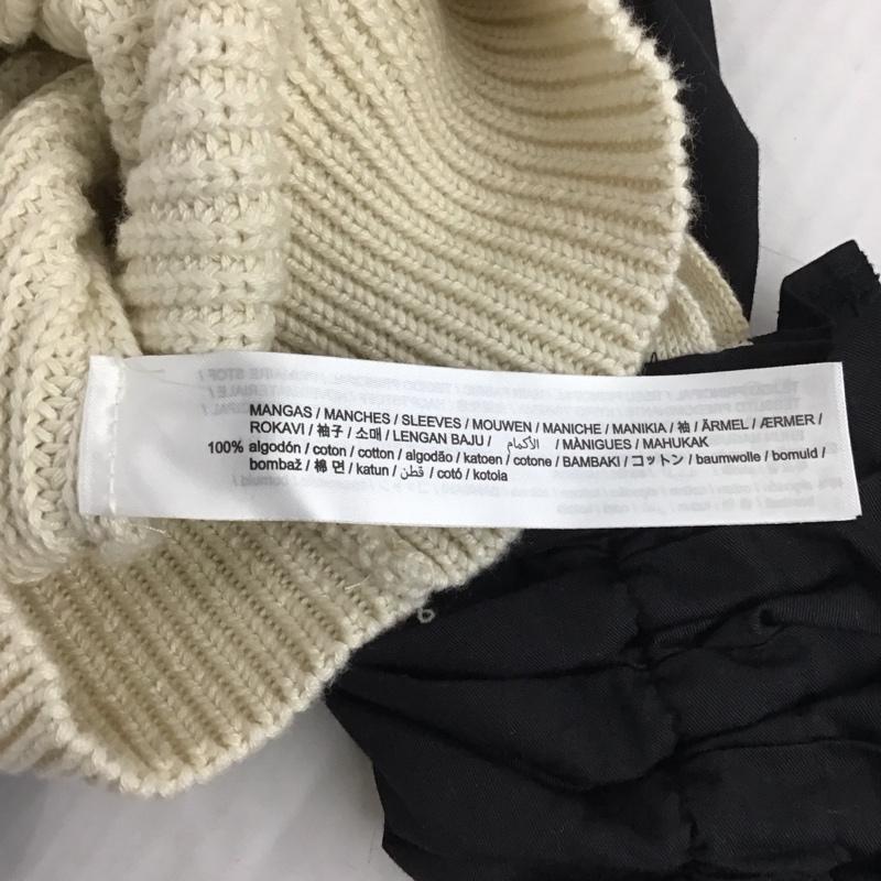ザラ ZARA ニット、セーター 七分袖 6771/036/070 コントラストディティール オフショルダーニットプルオーバー S 無地 黒 / ブラック / X オフホワイト / オフホワイト /  レディース USED 古着 中古 10124040