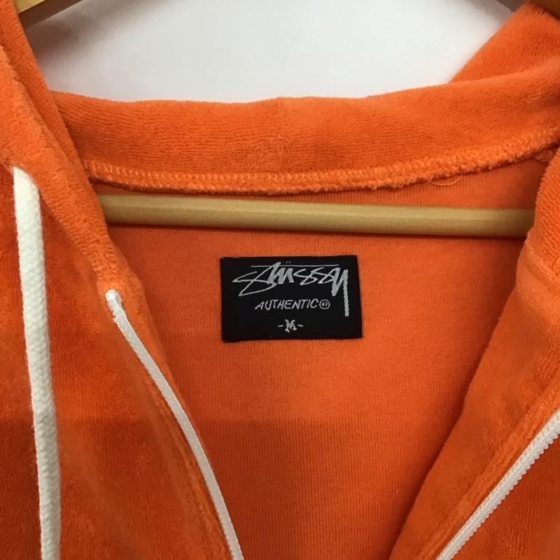 ステューシー STUSSY パーカー 長袖 ジップアップパーカー 長袖パーカー カジュアルジャケット M 無地 橙 / オレンジ /  メンズ USED 古着 中古 10145365