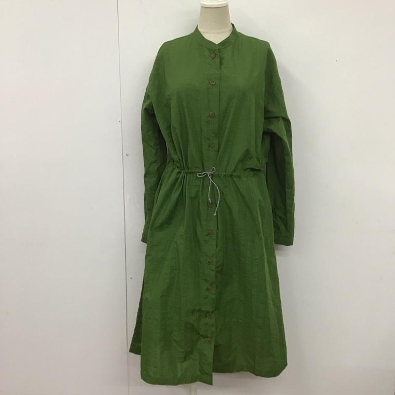 マーモット Marmot ワンピース ロングスカート TOWNJB80YY WSSEERSUCKERSHIRT アウトドアシャツ 四角友里コラボレーション シャツワンピース M ストライプ 緑 / グリーン /  レディース USED 古着 中古 10109227