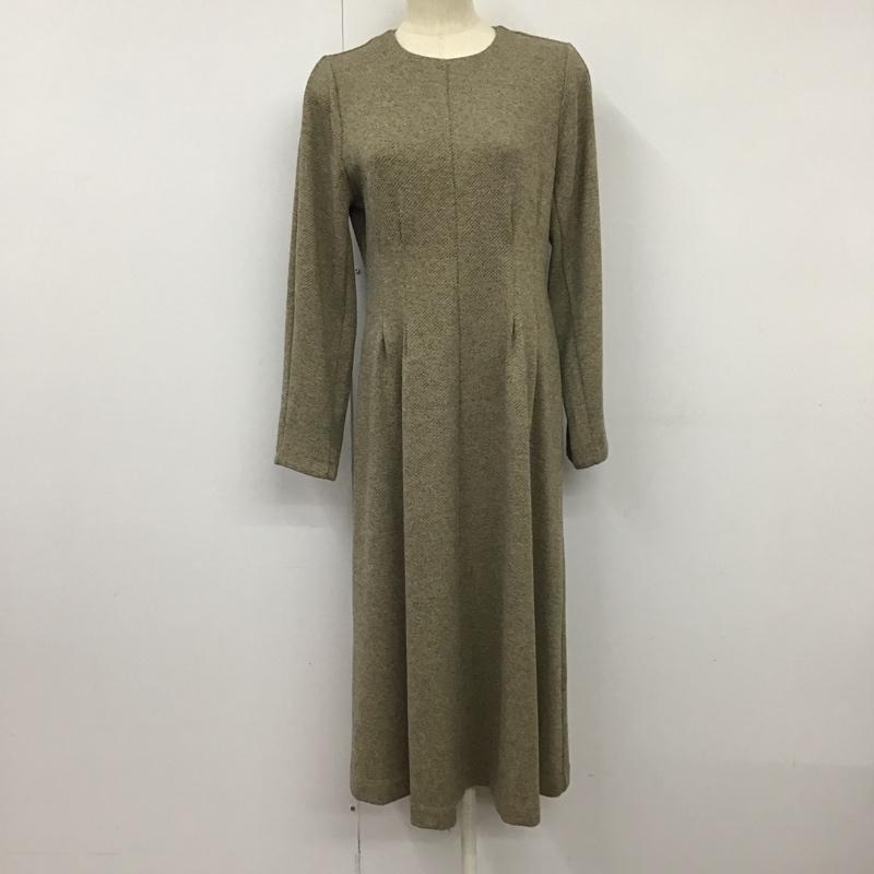 オペークドットクリップ OPAQUE.CLIP ワンピース ロングスカート 637-55200 Dika ツイーディーツイル ウエストタックワンピース 長袖 38 無地 ベージュ / ベージュ /  メンズ USED 古着 中古 10133451