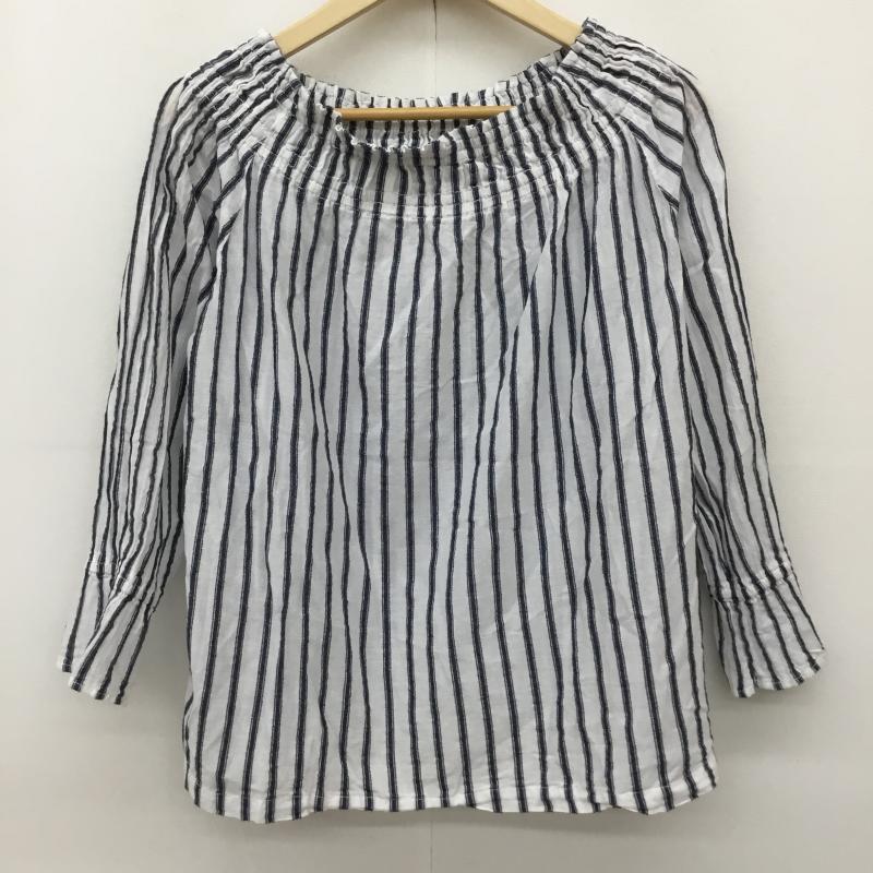 セポ cepo カットソー 七分袖 ストライプ 白 / ホワイト / X 紺 / ネイビー /  レディース USED 古着 中古 10139616