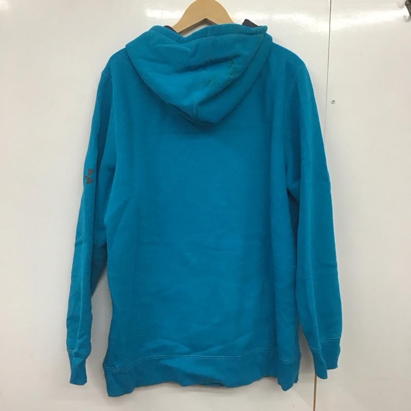 アンダーアーマー UNDER ARMOUR パーカー 長袖 長袖パーカー プルオーバーパーカー スウェット XL ロゴ、文字 青 / ブルー /  メンズ USED 古着 中古 10141791