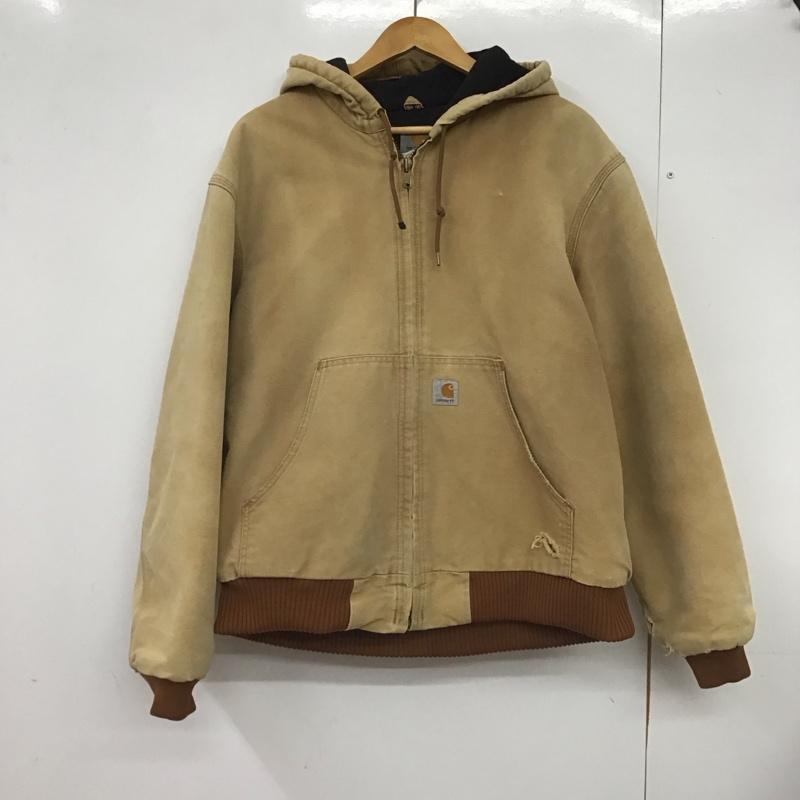 カーハート Carhartt ジャケット、上着 ジャンパー、ブルゾン ジップアップジャケット アウター 古着 L ロゴ、文字 ベージュ / ベージュ /  メンズ USED 古着 中古 10147368