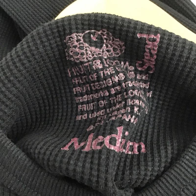 フルーツオブザルーム FRUIT OF THE LOOM カットソー 長袖 長袖カットソー 無地カットソー クルーネック ワッフル M 無地 黒 / ブラック /  メンズ USED 古着 中古 10143458