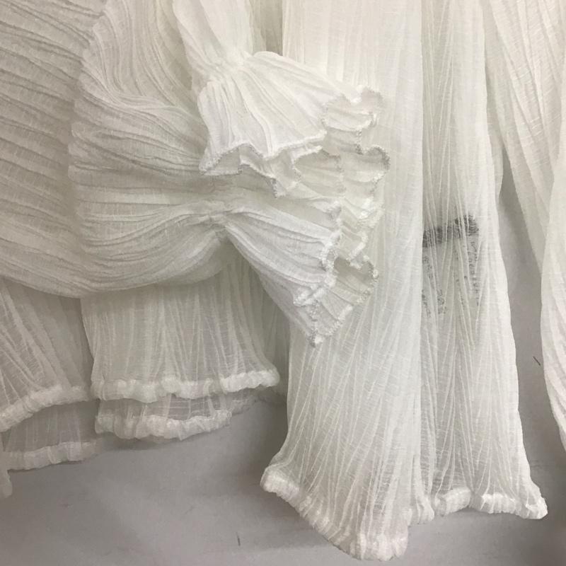 ヘザー Heather シャツ、ブラウス 長袖 HE063426TS パフスリーブ　プリーツシアーブラウス FREE 無地 白 / ホワイト /  レディース USED 古着 中古 10143739